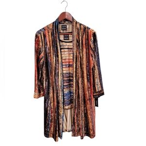 Cartise Velvet Cardigan Top 2 Piece Womens Large Colorful Boho Fall Artistic New